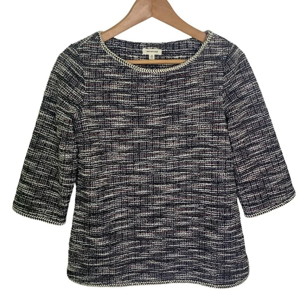 Max Studio Tweed Short Sleeve Top Tee
